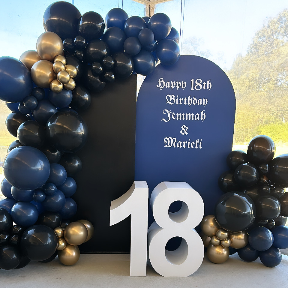 Black or Gold Balloon 18th Birthday Table Letters