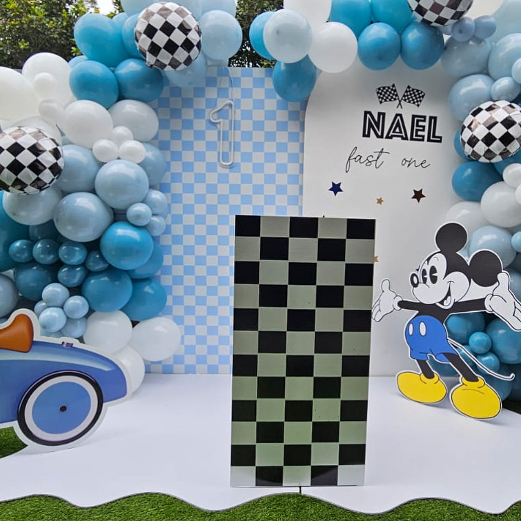 Checkered Square Panel Modern Backdrop